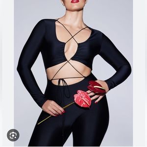 Skims LACE UP CATSUIT in black